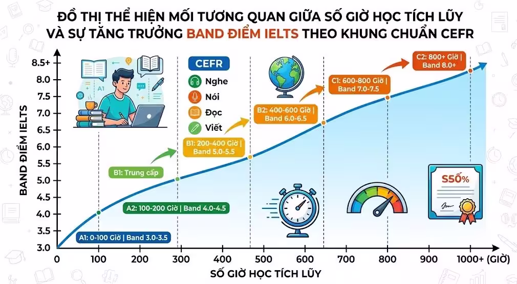 Lo trinh thoi gian dat IELTS 6.5 cho nguoi di lam mat goc