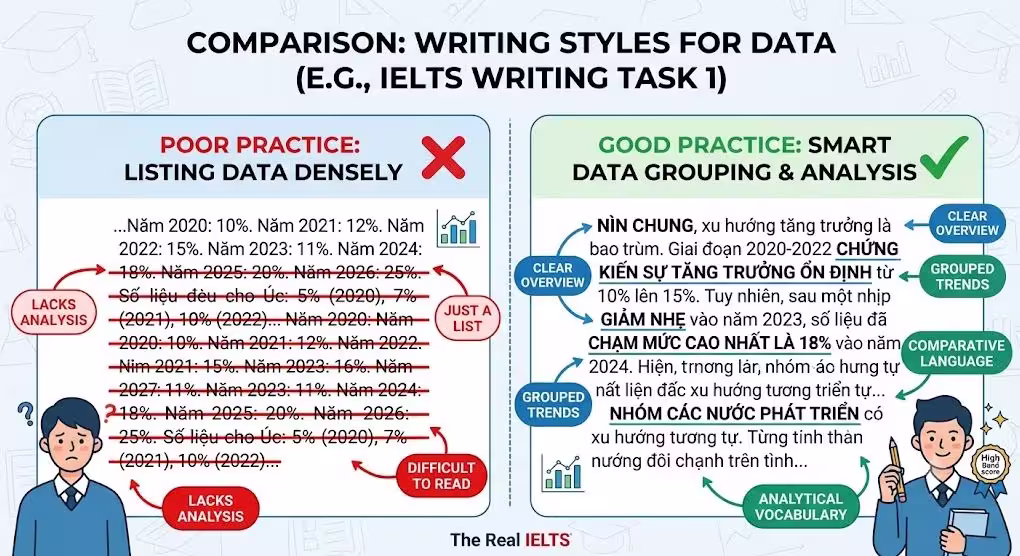 Tư duy phân tích dữ liệu trong IELTS Writing Task 1 để đạt band cao