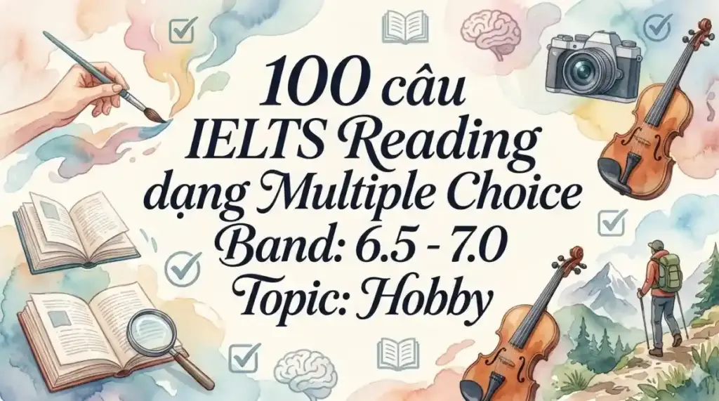 100 câu IELTS Reading dạng Multiple Choice Band: 6.5 - 7.0 Topic: Hobby