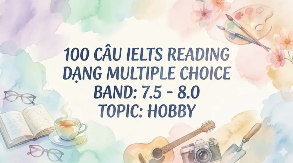 100 câu IELTS Reading dạng Multiple Choice Band: 7.5 - 8.0 Topic: Hobby