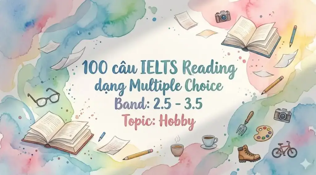 100 câu IELTS Reading dạng Multiple Choice Band: 2.5 - 3.5 Topic: Hobby