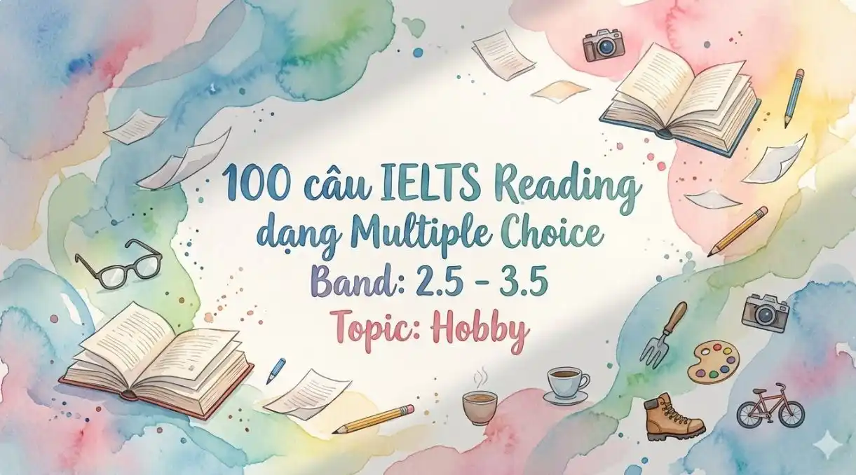 100 câu IELTS Reading dạng Multiple Choice Band: 2.5 - 3.5 Topic: Hobby