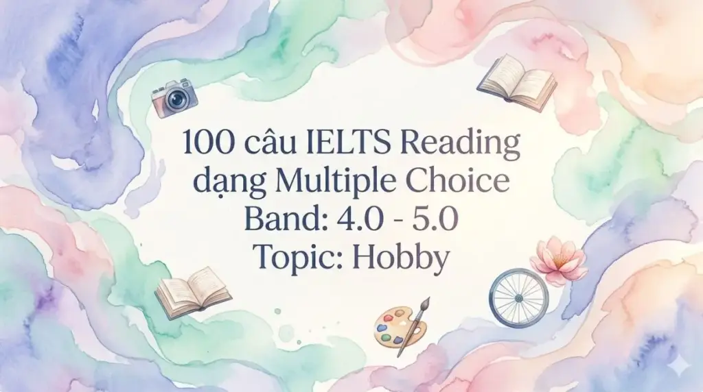 100 câu IELTS Reading dạng Multiple Choice Band: 4.0 - 5.0 Topic: Hobby