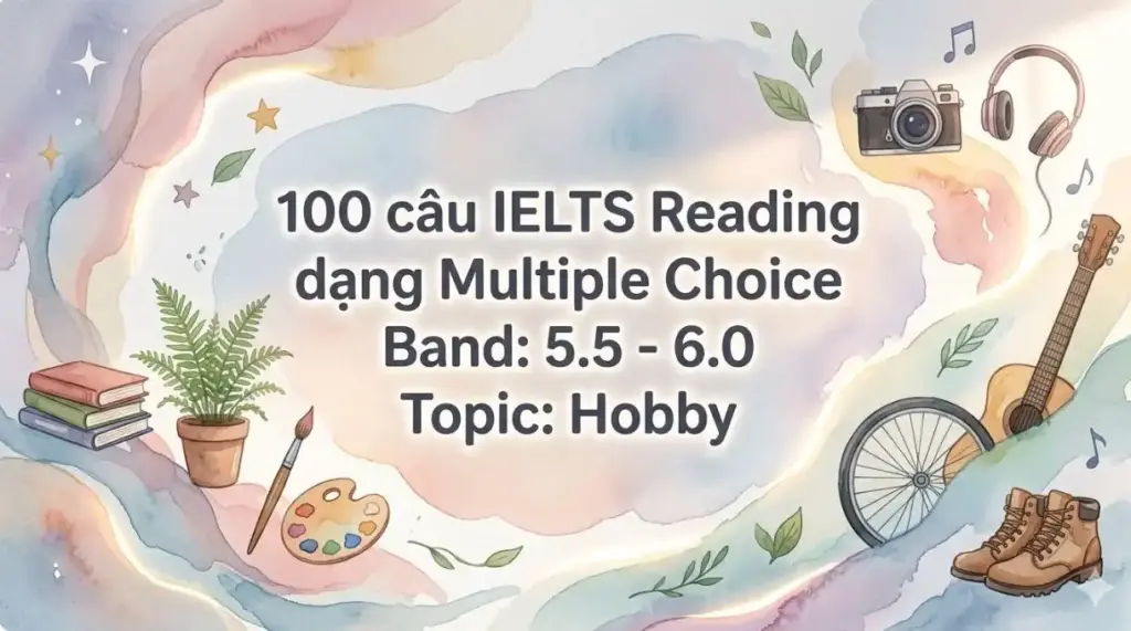 100 câu IELTS Reading dạng Multiple Choice Band: 5.5 - 6.0 Topic: Hobby