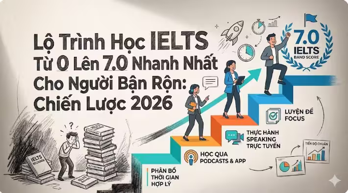 Lộ Trình Học IELTS Từ 0 Lên 7.0 Nhanh Nhất Cho Người Bận Rộn: Chiến Lược 2026