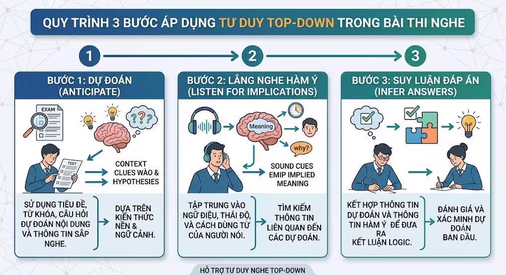 Các bước luyện tập kỹ năng nghe chủ động Top-down cho IELTS