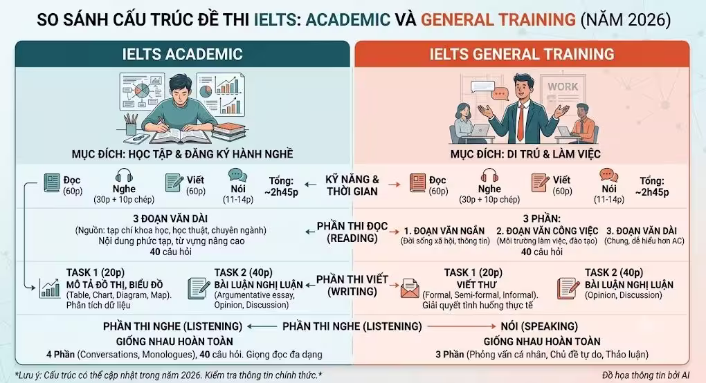 So sanh IELTS Academic va General Training